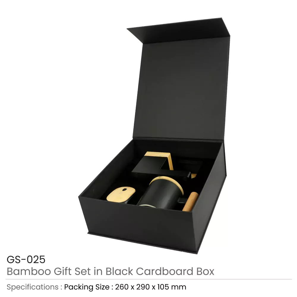 Bamboo Gift Sets in Black Cardboard Box GS-025