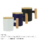 Ceramic Coffee Mugs with Bamboo Handle and Lid 380ml
