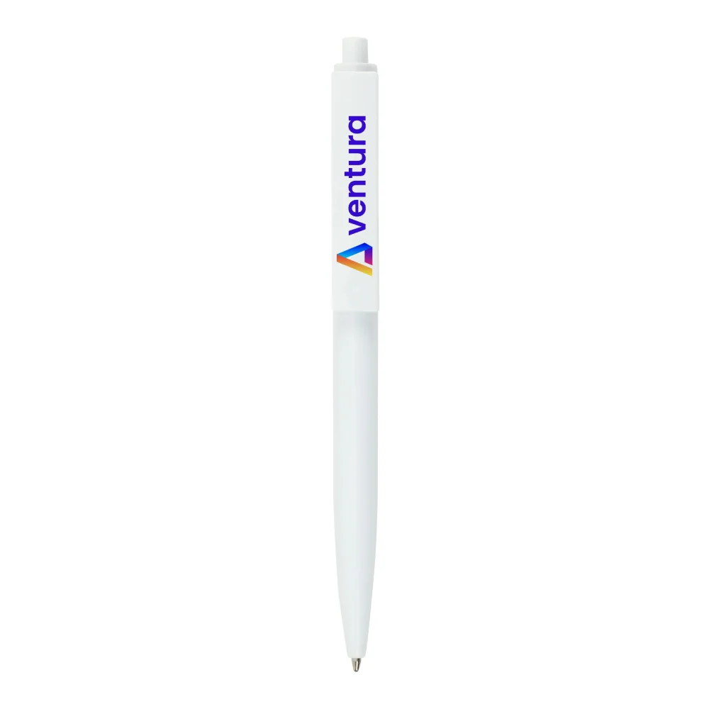 Plastic Pens White Color, Push Button, Wide Clip
