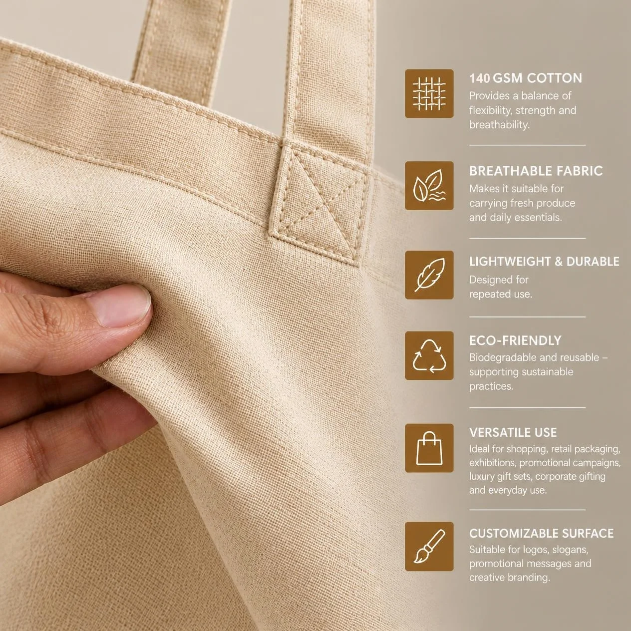 Cotton Bag 140 GSM NATURAL