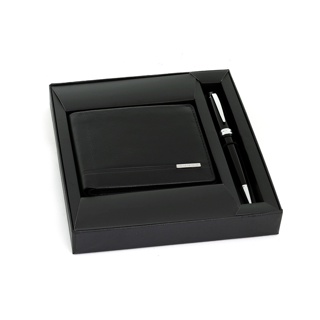 CLASSIC CENTURY SLIM WALLET - BLACK + BAILEY LUXUARY PEN- BLACK