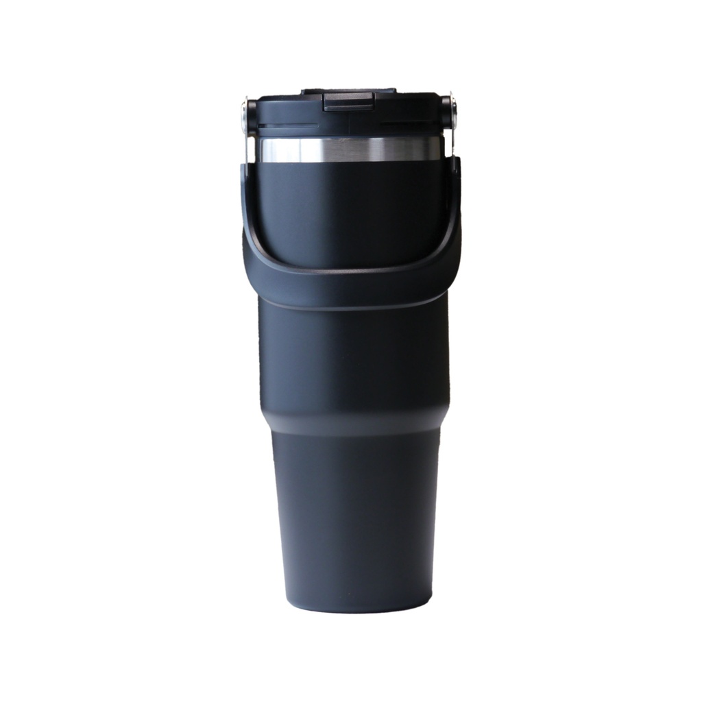 Tumbler with Handle and Sipper Black-900ml