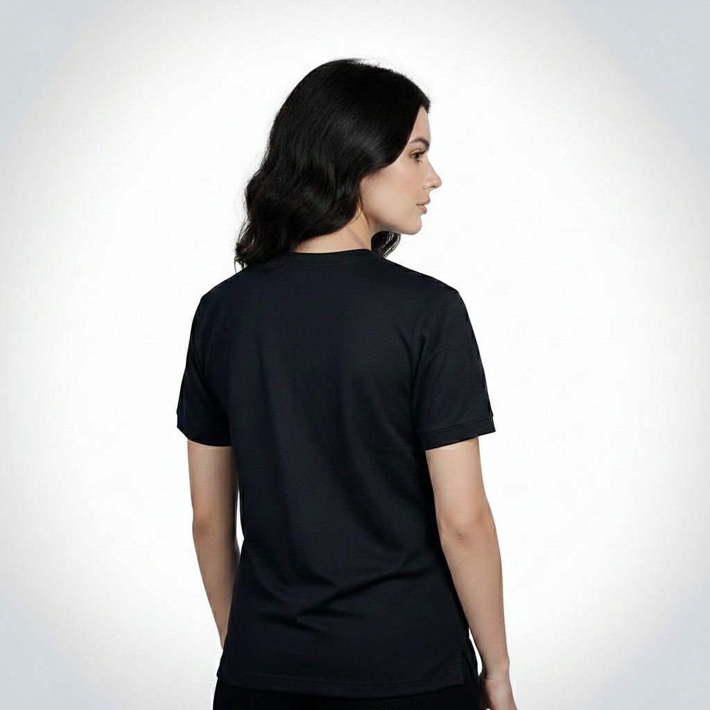 AGGERT Round Neck T-Shirt SUPIMA MERCERISED Cotton 200 GSM Black - Woman