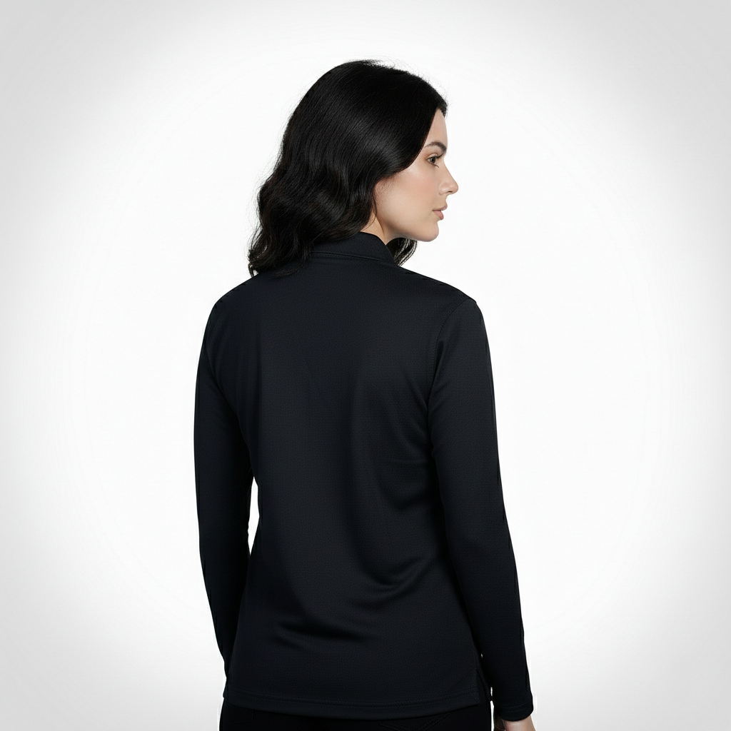 AGGERT Polo Full Sleeve SUPIMA MERCERISED Cotton 200 GSM Black - Women 