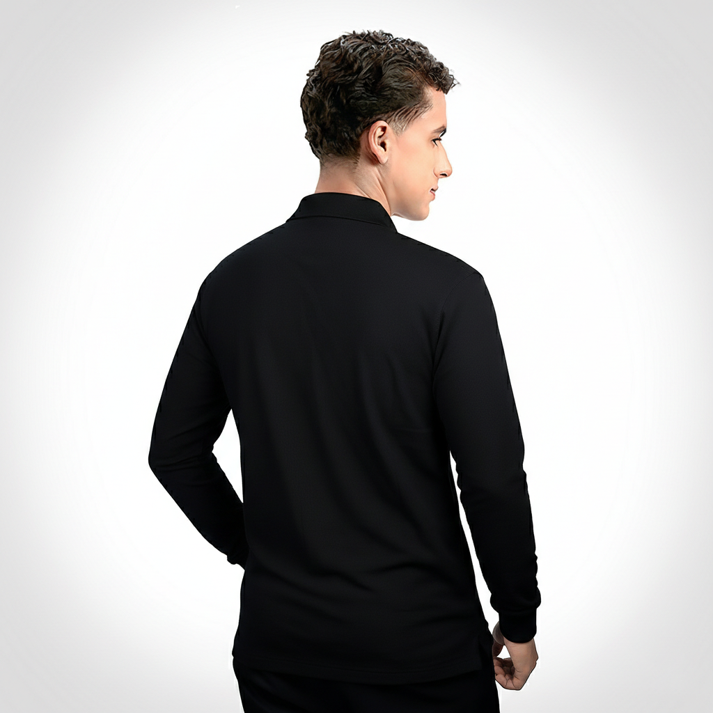 AGGERT Polo Full Sleeve SUPIMA MERCERISED Cotton 200 GSM Black