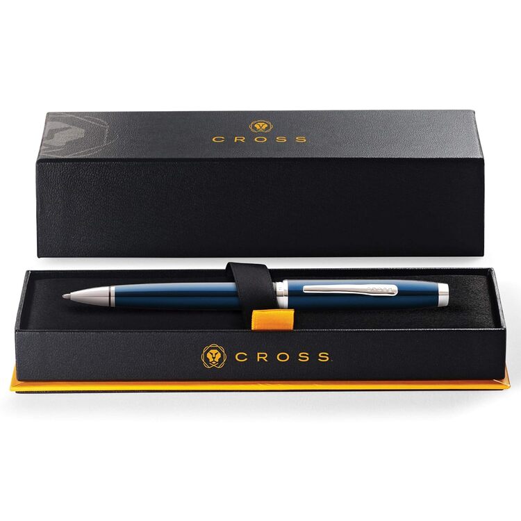 Coventry Blue Lacquer with Polished Chrome Appointments Ballpoint Pen (Blue Ink).jpg