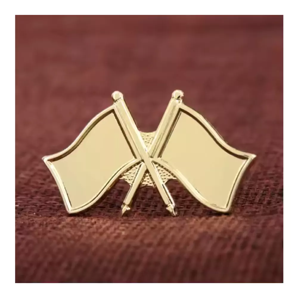 Twin Flag Metal Badges Golden Imprint Your Country Flag