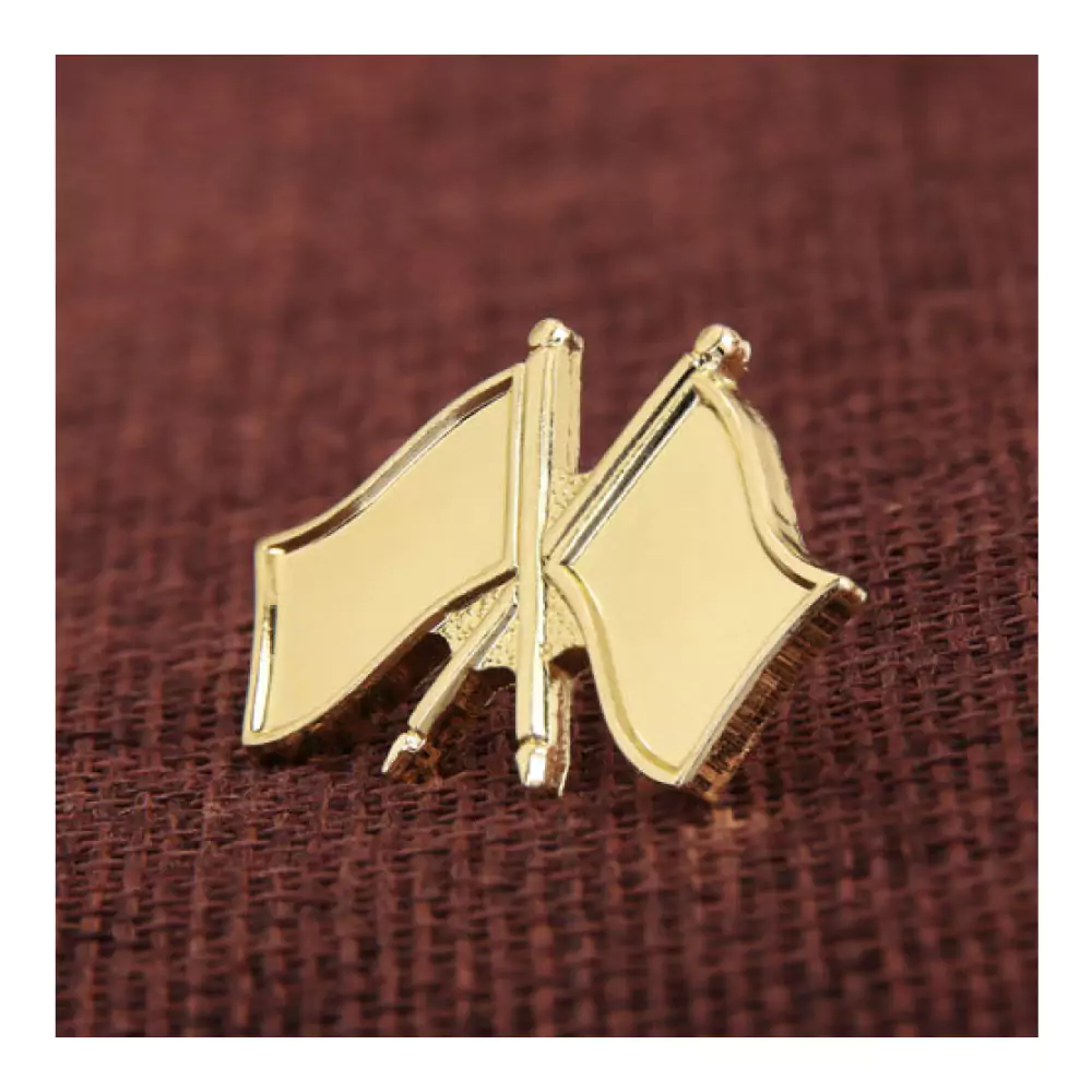 Twin Flag Metal Badges Golden Imprint Your Country Flag