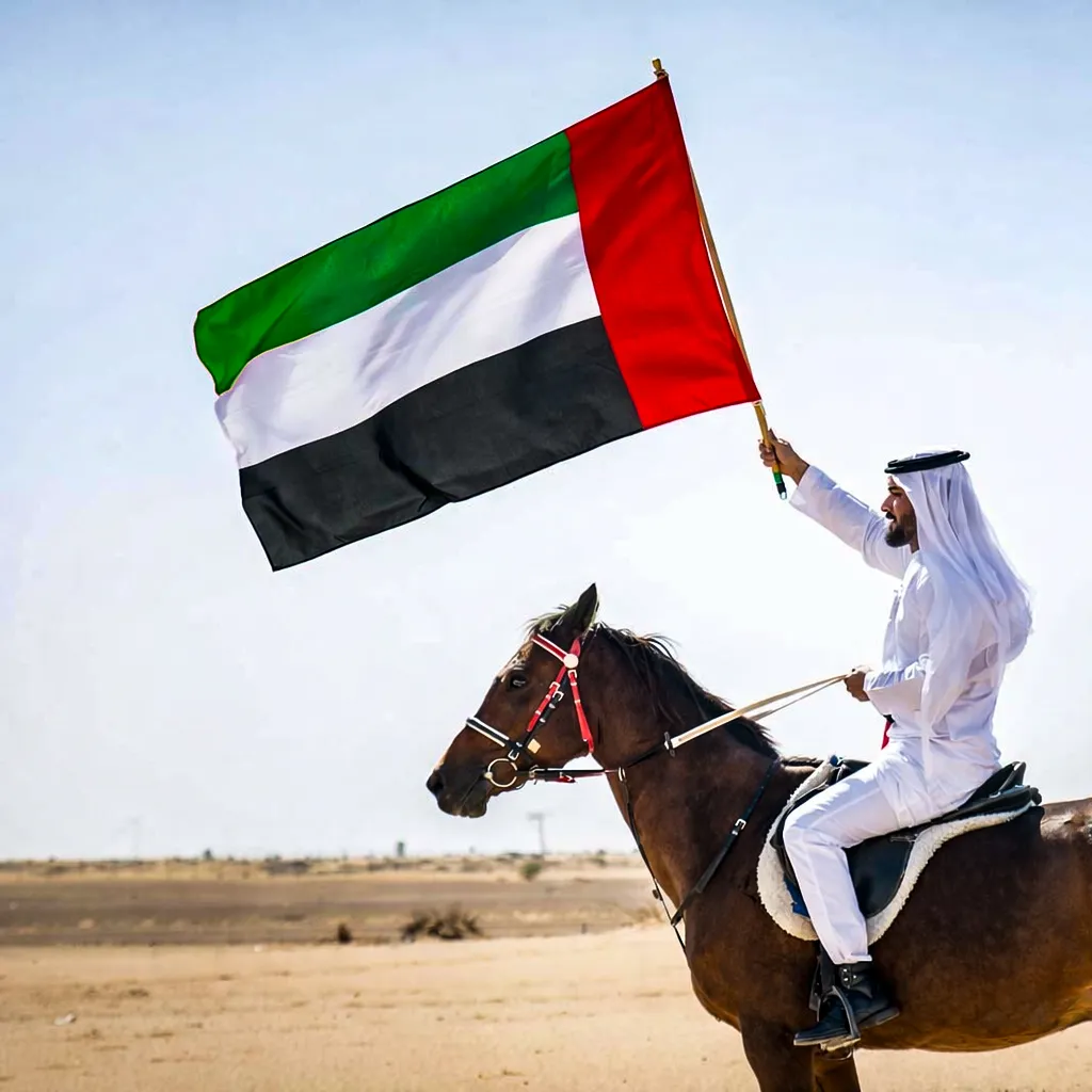 UAE Flags in Satin Material Size 150 x 90 cm