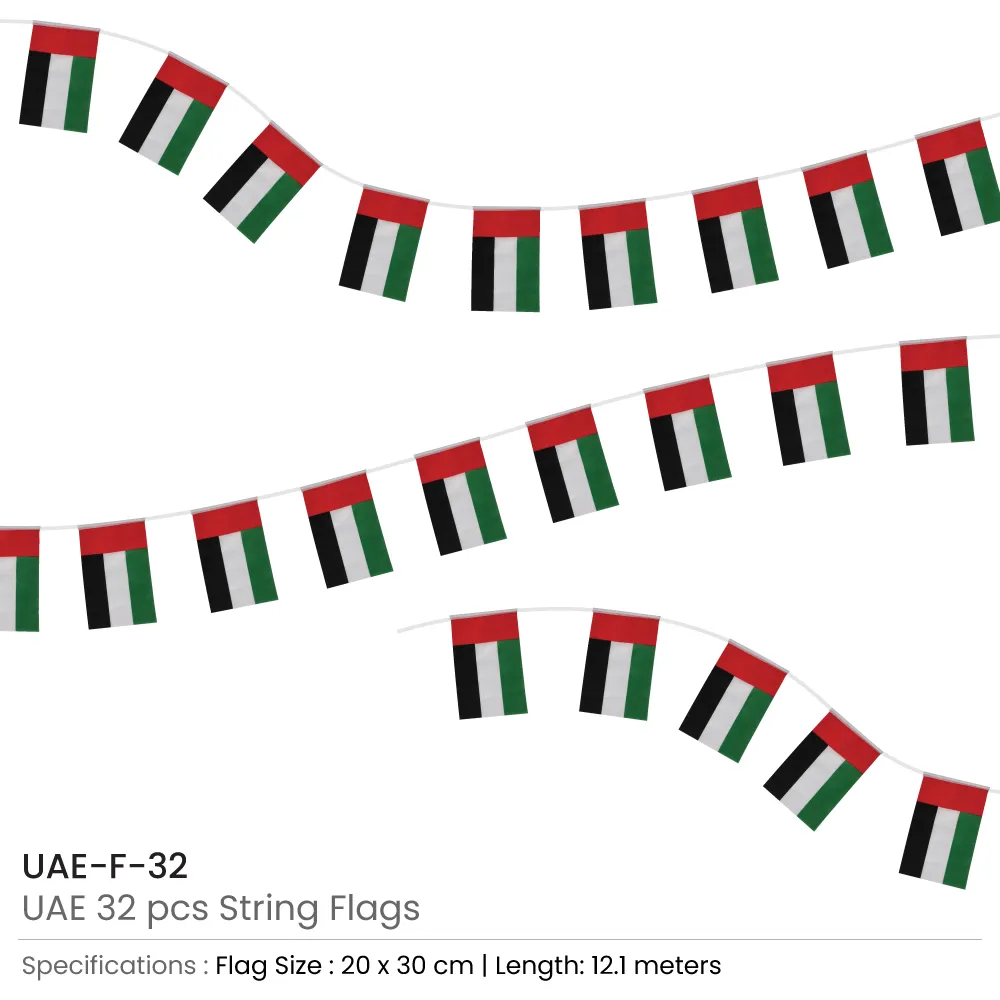 UAE String Flags and Flag Bunting 32Pcs