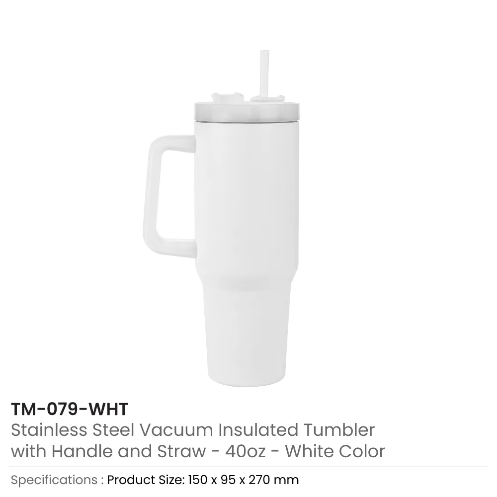 Tumblers with Handle and Straw in Stainless Steel 1200ml