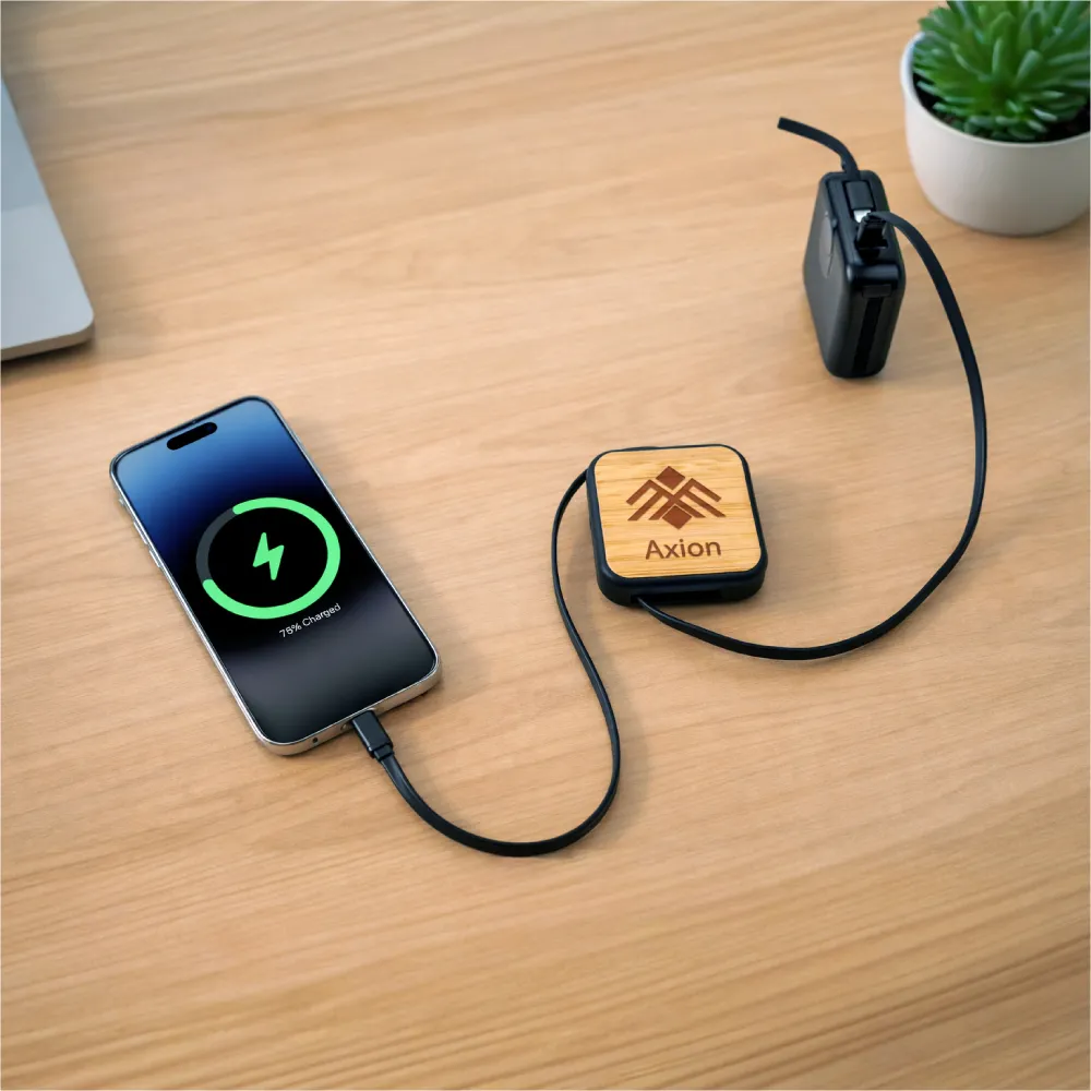 Retractable Charging Cable Set with Bamboo Top – 60W Fast Charging