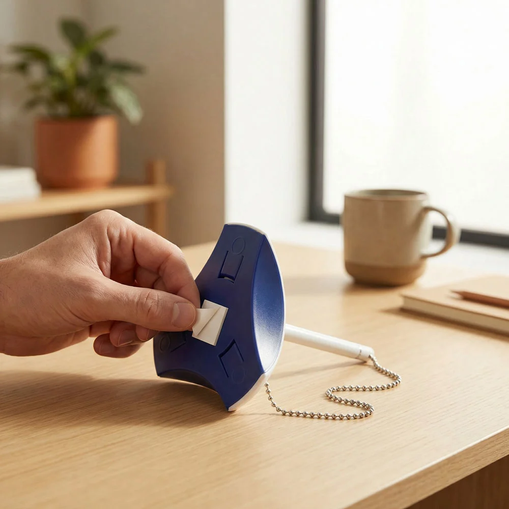 Counter Pen with Base Holder and Secured Chain – Blue Ink