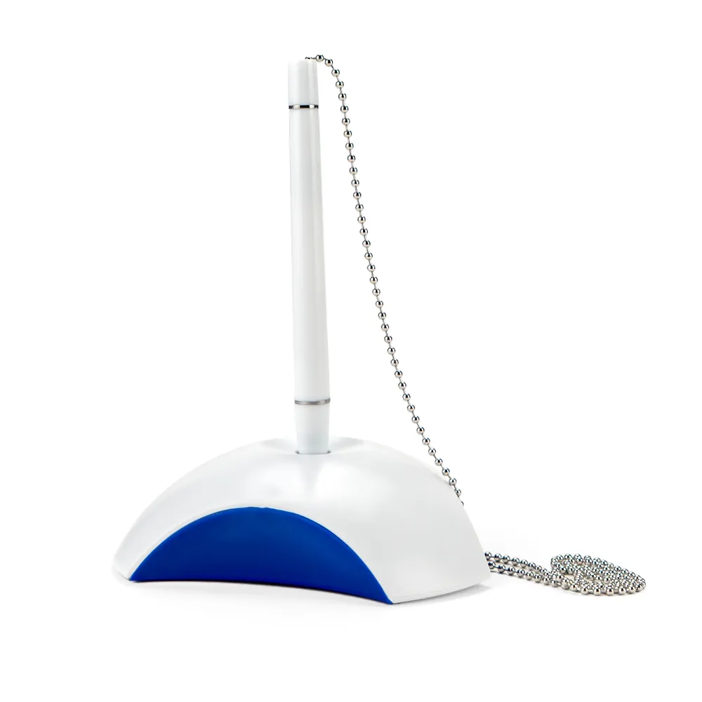Counter Pen with Base Holder and Secured Chain – Blue Ink