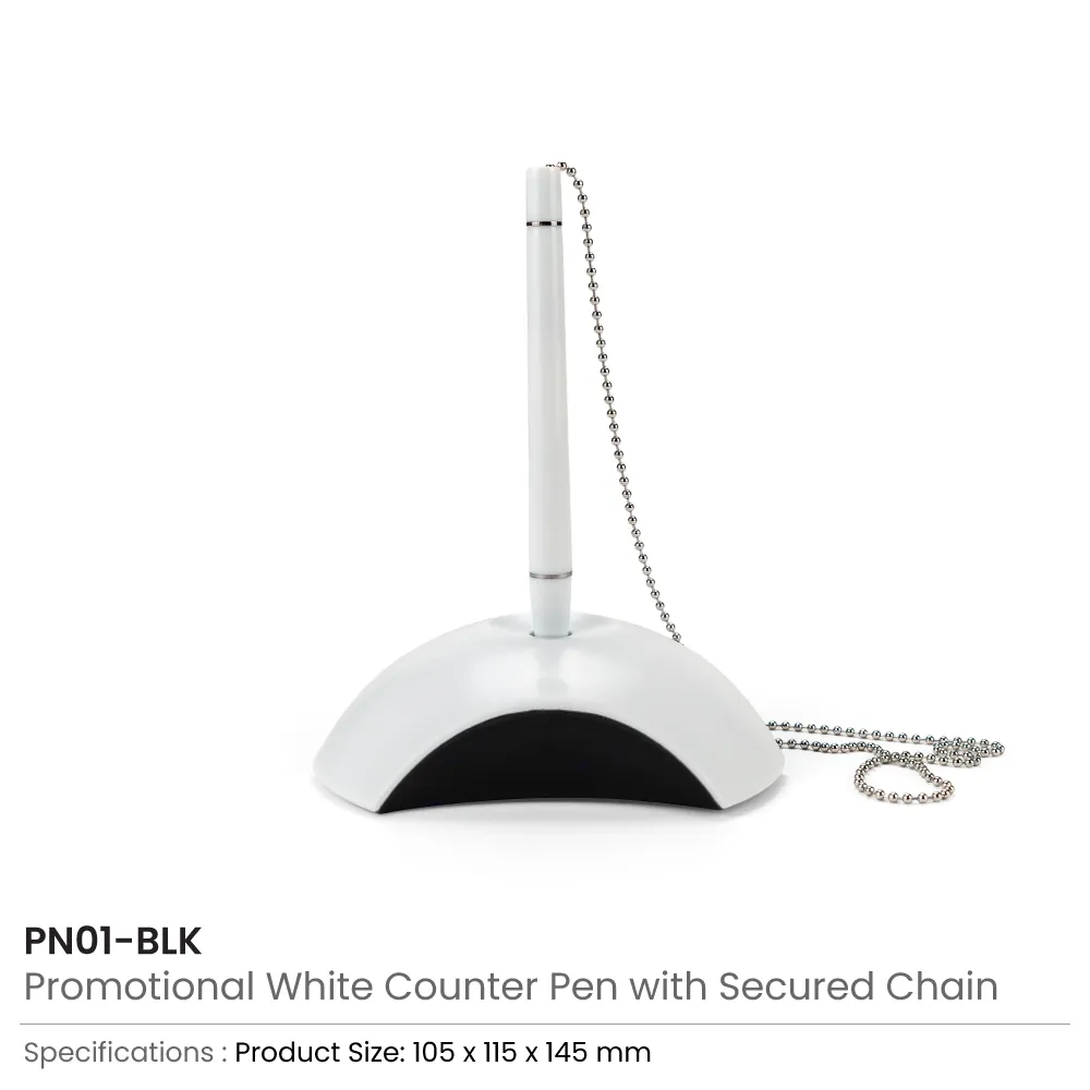 Counter Pen with Base Holder and Secured Chain – Blue Ink