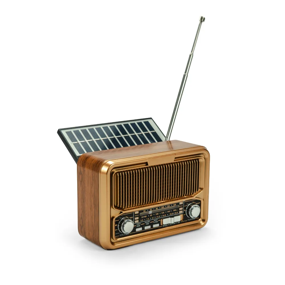 Vintage Design Bluetooth Speaker with Radio and Solar Panel