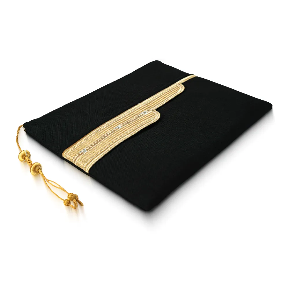 Laptop Sleeve Zipper Pouch with Tassel and Arabic Bisht Design Embroidery
