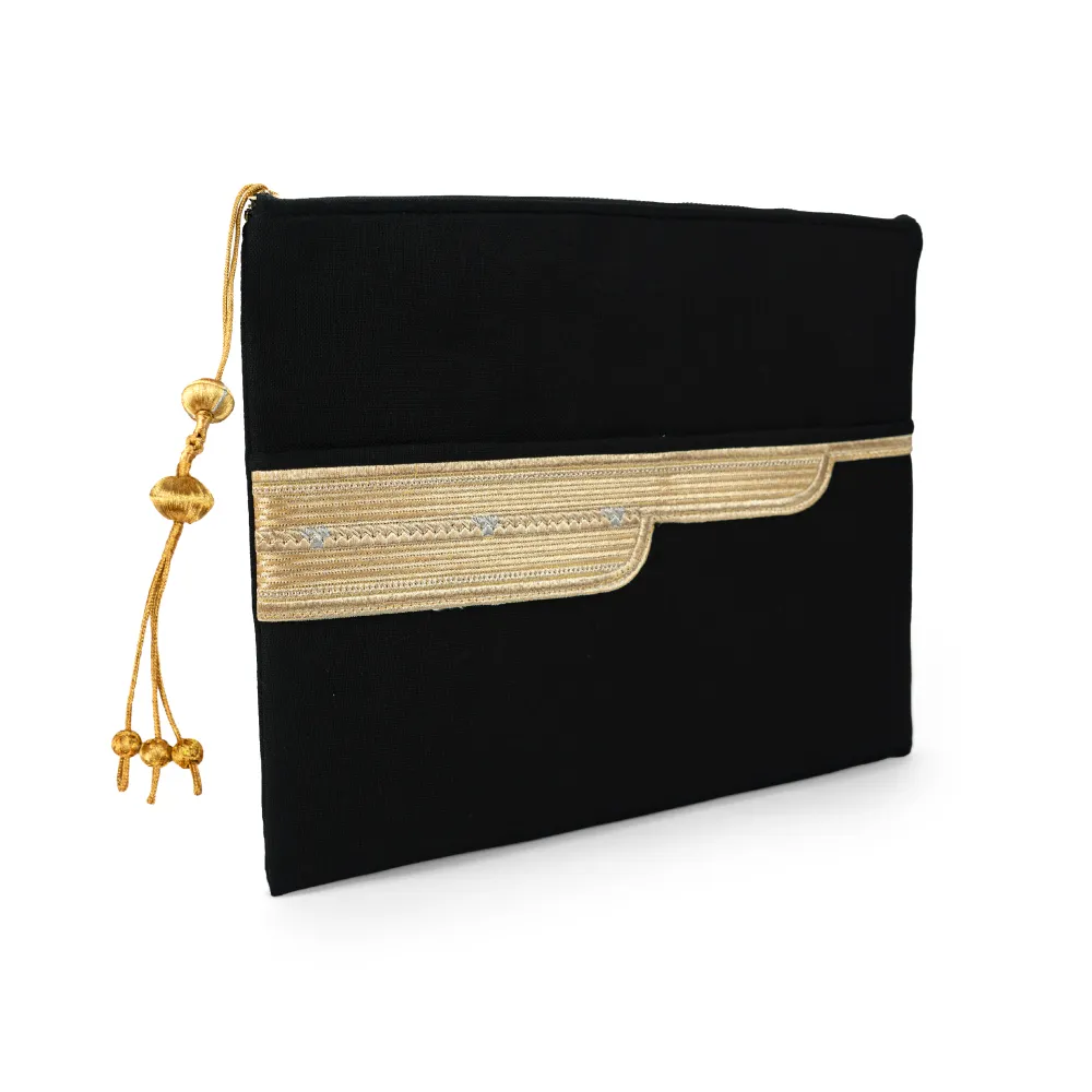 Laptop Sleeve Zipper Pouch with Tassel and Arabic Bisht Design Embroidery