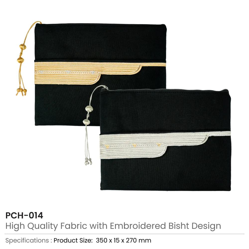 Laptop Sleeve Zipper Pouch with Tassel and Arabic Bisht Design Embroidery