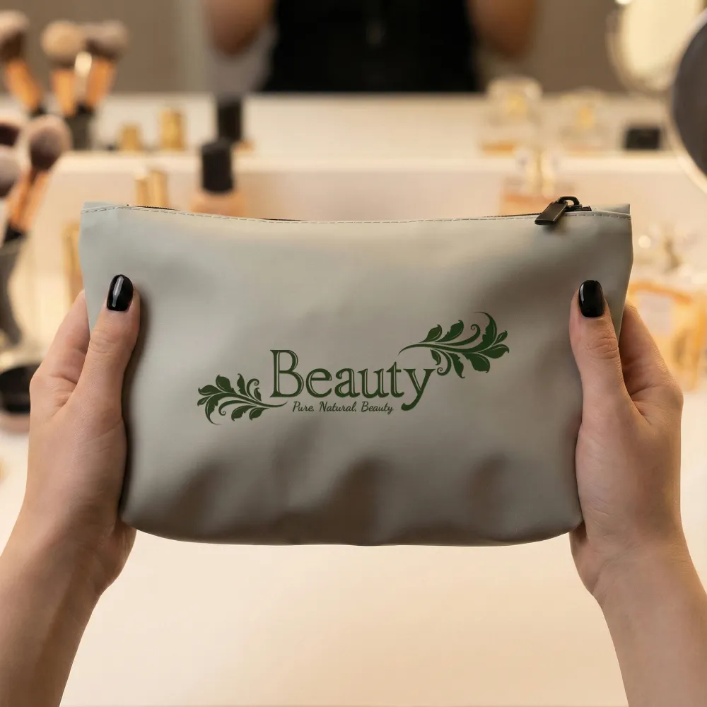 Cosmetic Pouch with Zipper in Soft PU Material
