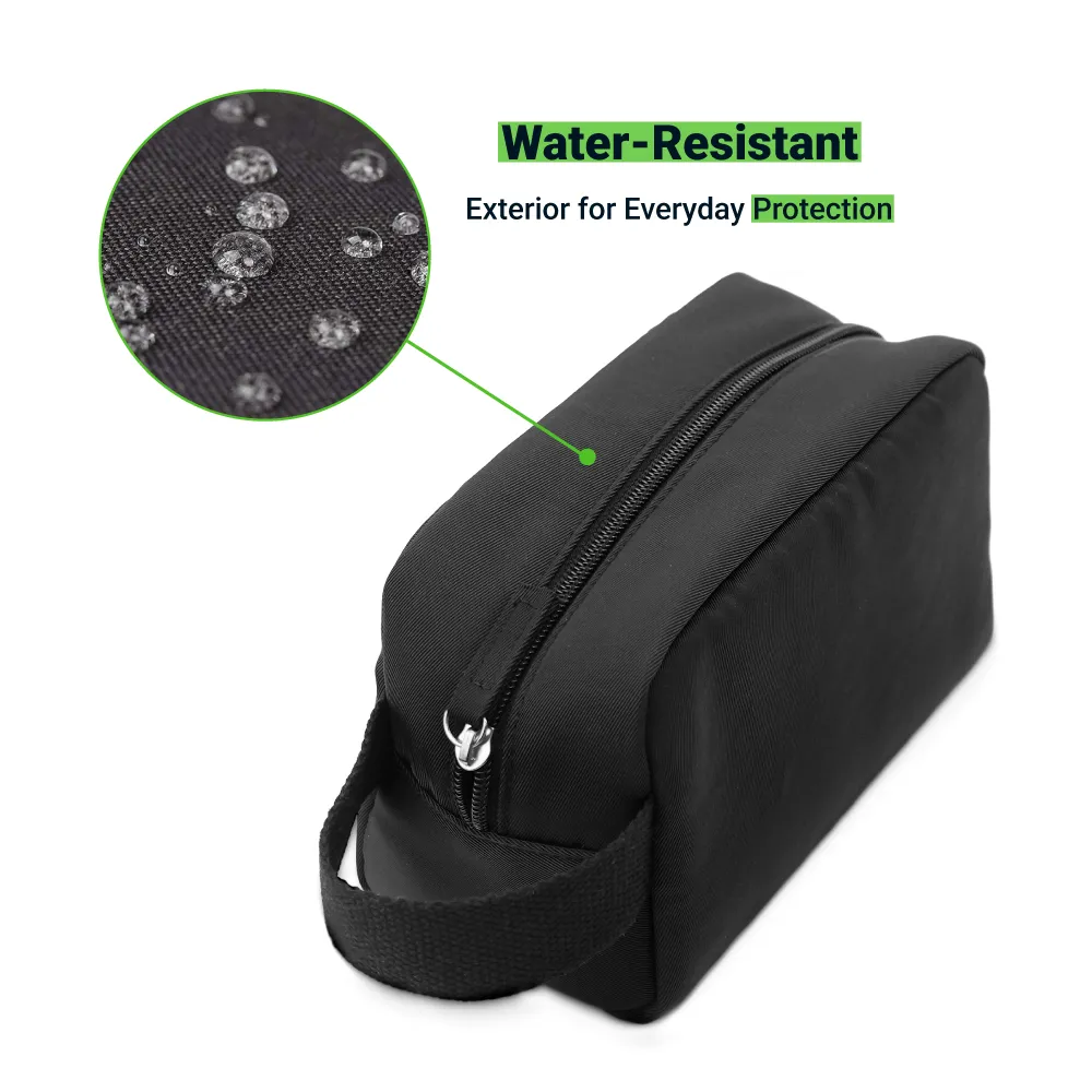 Multipurpose Utility Pouch in Black Polyester Fabric with Zipper and Webbing Handle