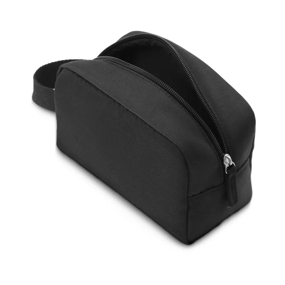 Multipurpose Utility Pouch in Black Polyester Fabric with Zipper and Webbing Handle