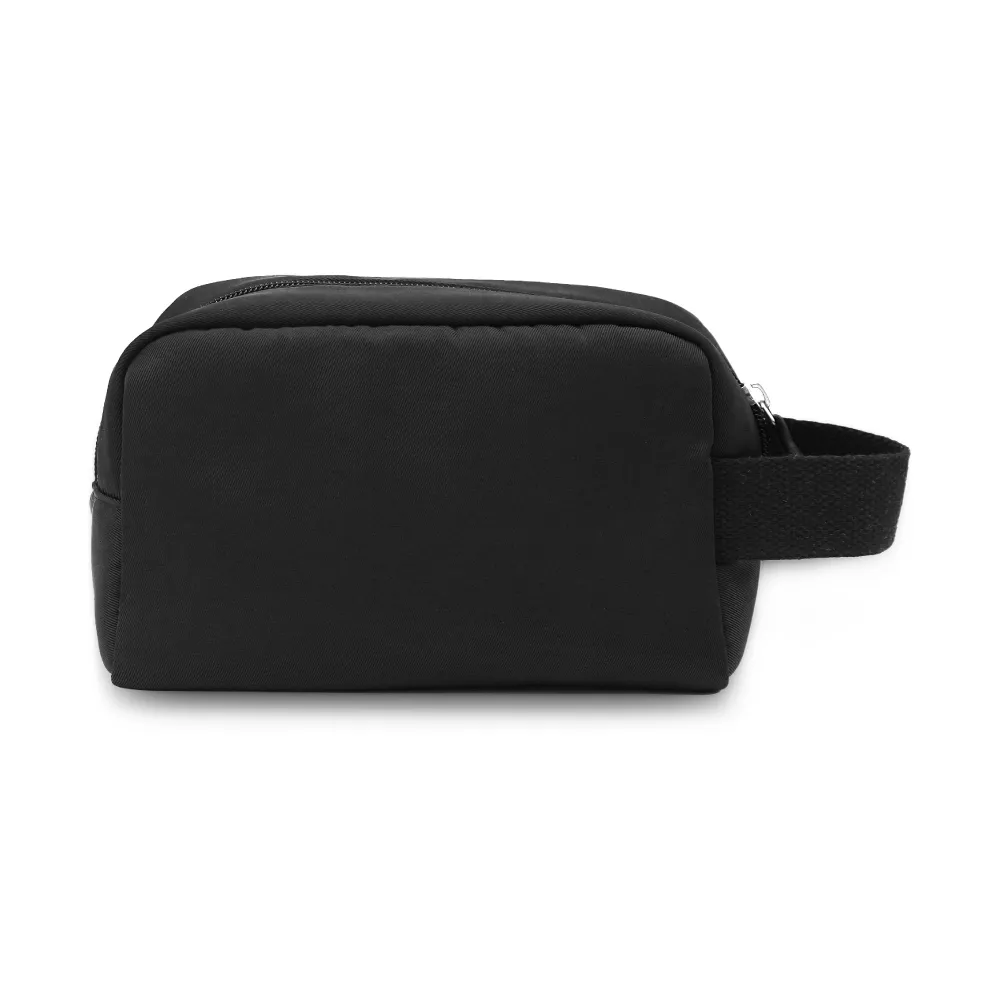 Multipurpose Utility Pouch in Black Polyester Fabric with Zipper and Webbing Handle