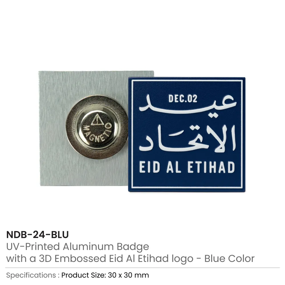 Eid Al Etihad Badges in Aluminum with Magnet Attachment