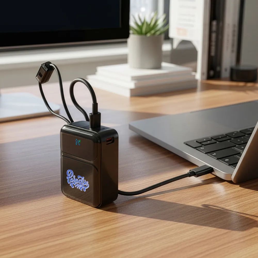 Powerbank with Built-in Type-C & Lightning Cables, 20,000mAh, 45W Fast Charging