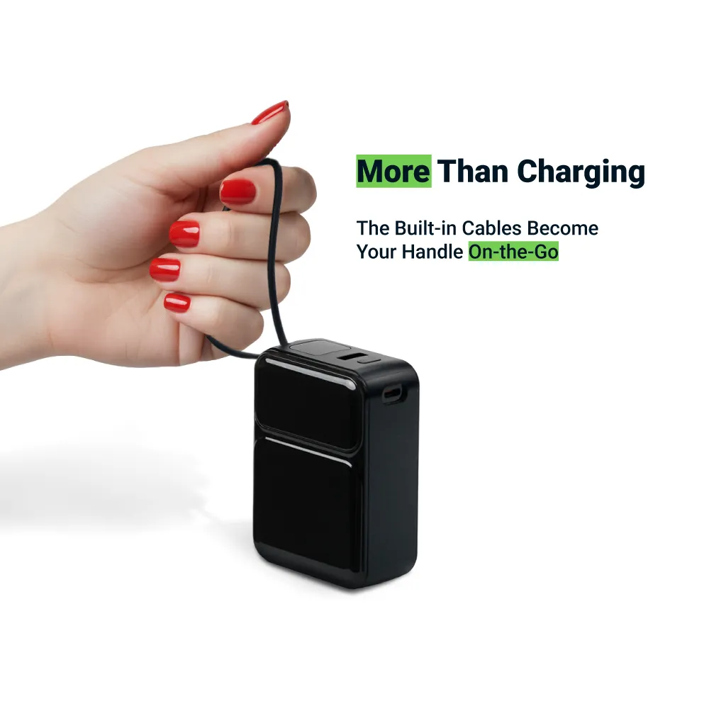 Powerbank with Built-in Type-C & Lightning Cables, 20,000mAh, 45W Fast Charging