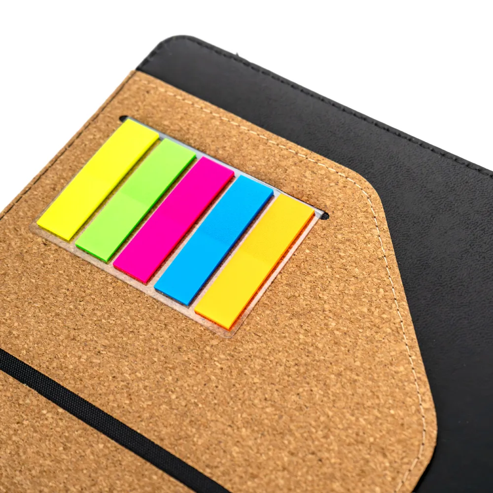 Cork Cover Folder B5 Size with Notepad, Pen and Sticky Notes