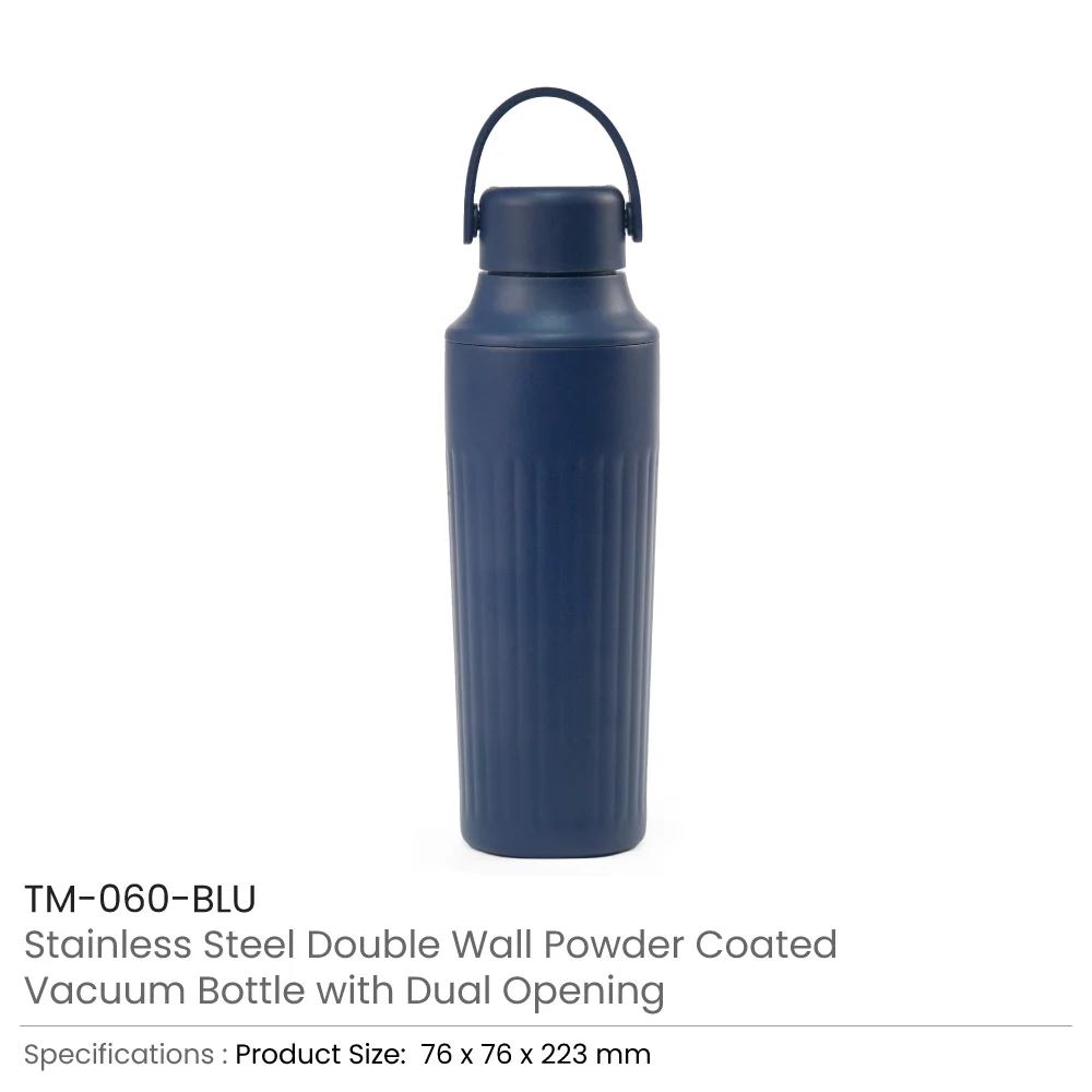 Dual Opening SS Bottles, Double-Wall Insulated Body, Powder Coated, 500ml
