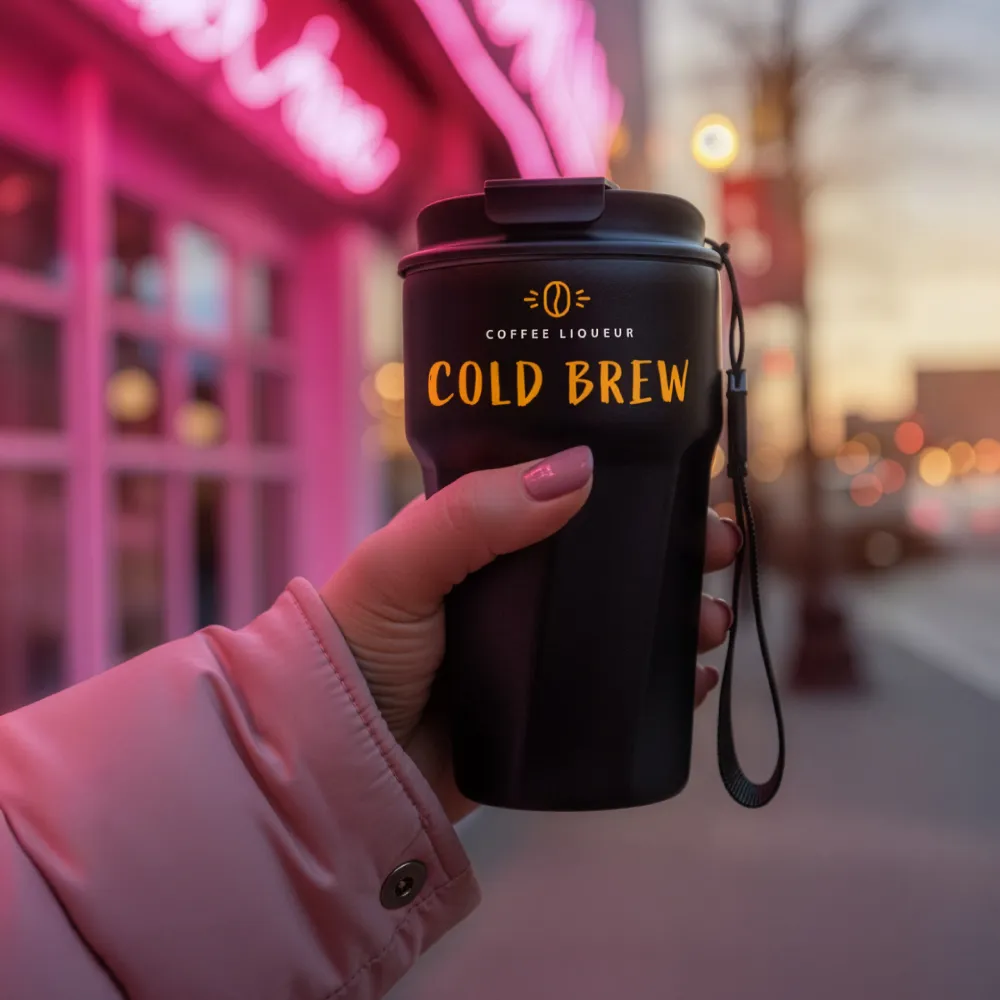 Tumblers with Lanyard in Double Wall Stainless Steel 480ml