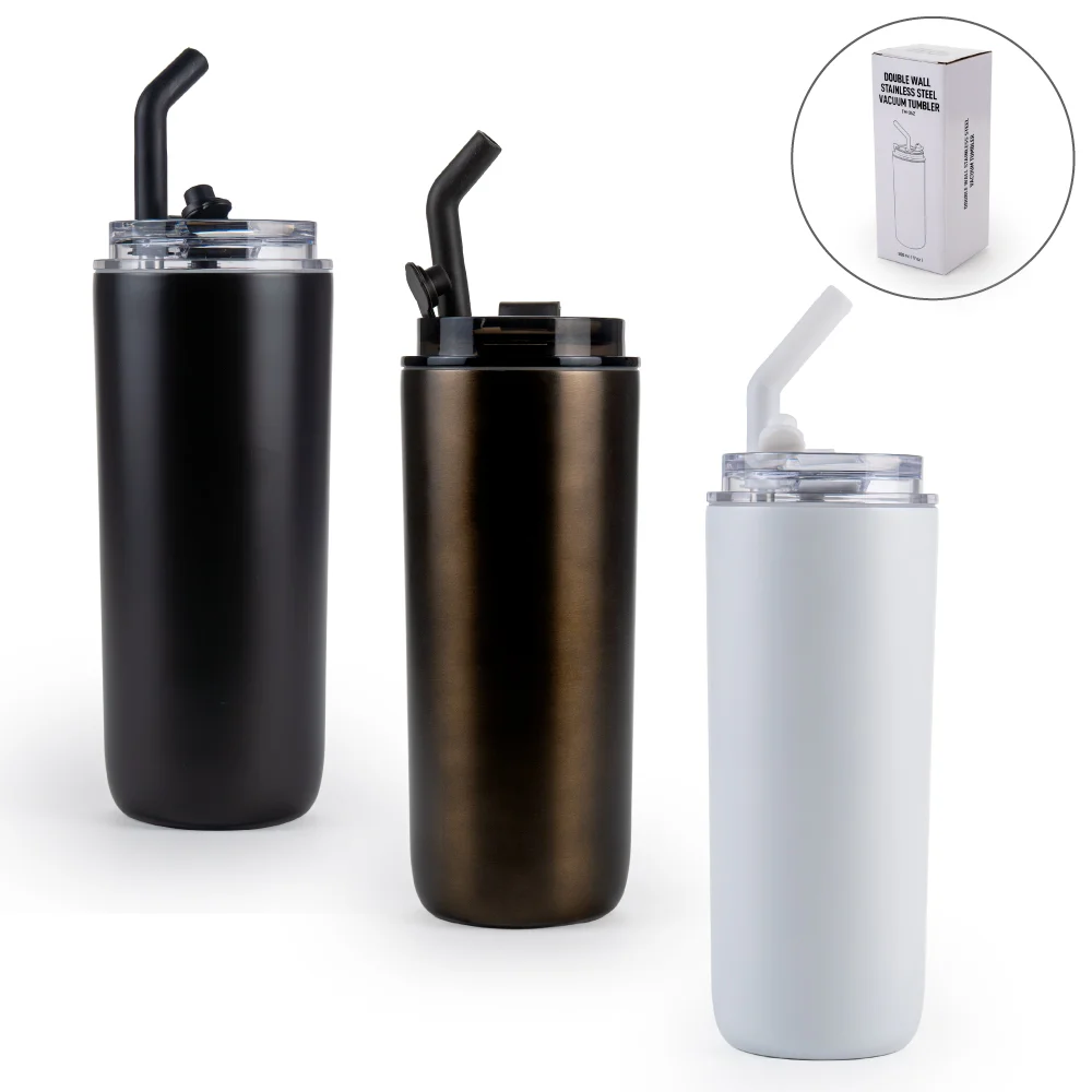 50542 - Double-Wall-SS-Tumbler-with-Transparent-Lid-and-Metal-Straw-500ml-TM-062-Blank