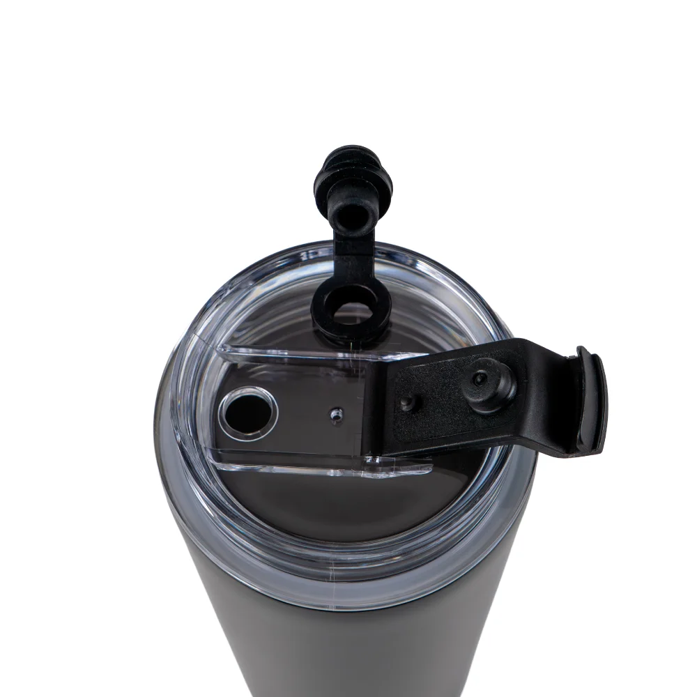 Double Wall SS Tumblers with Transparent Lid and Metal Straw - 500ml
