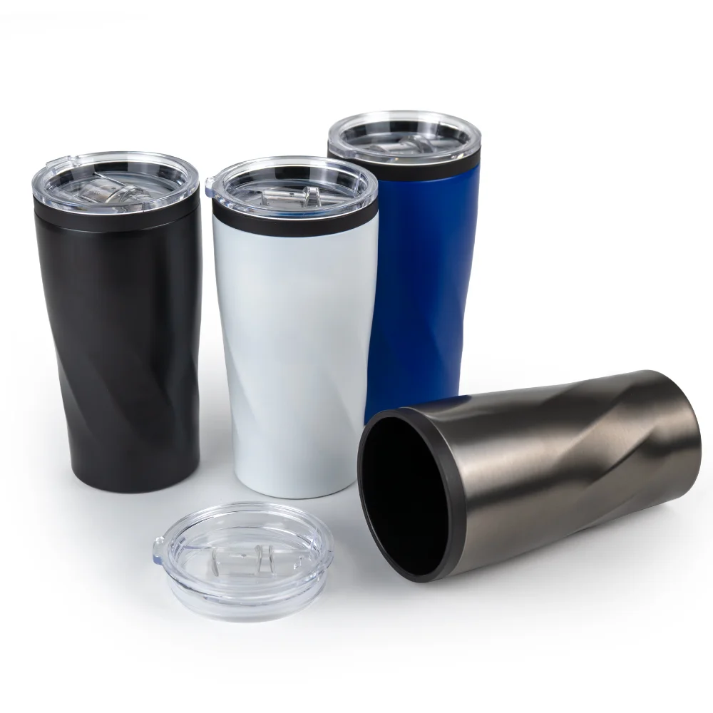 Double Wall SS Tumblers with PP Interior and Transparent Lid 580ml
