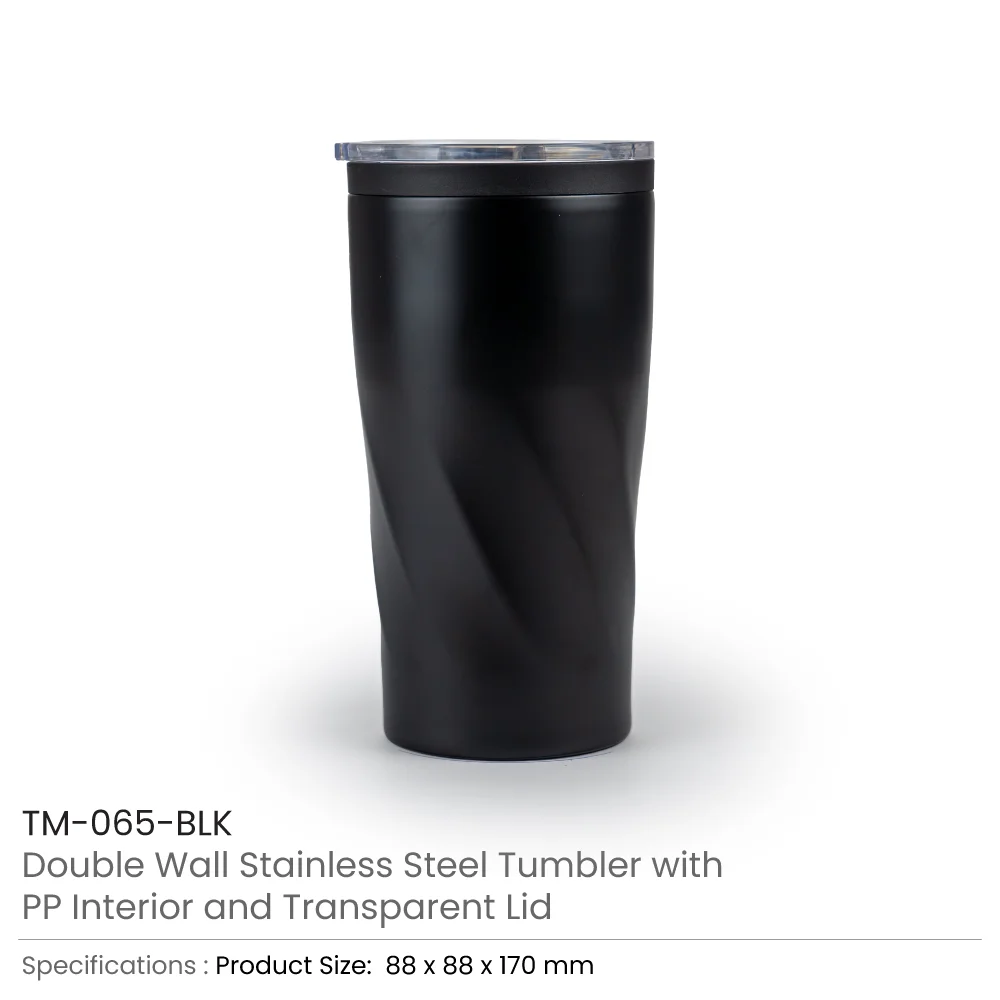 Double Wall SS Tumblers with PP Interior and Transparent Lid 580ml