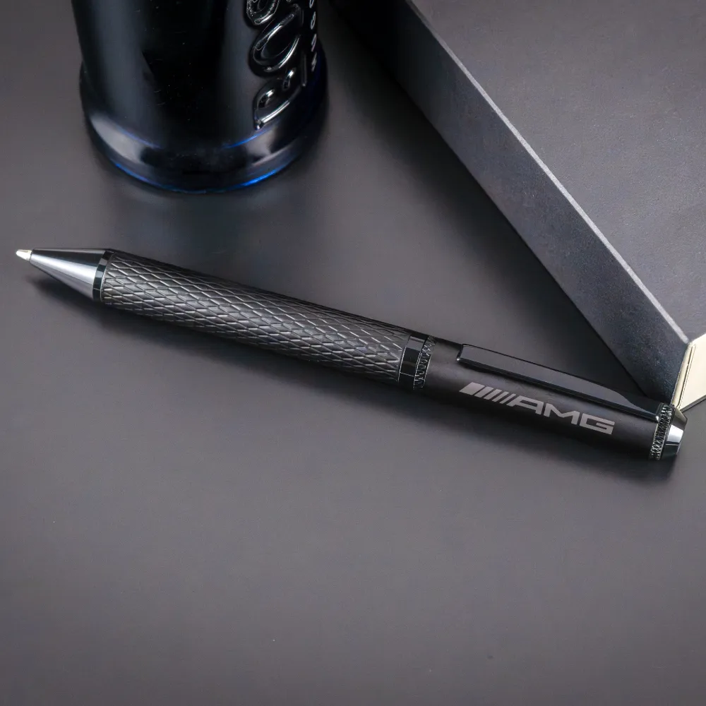 Black Metal Pens with Diamond Textured Design Barrel
