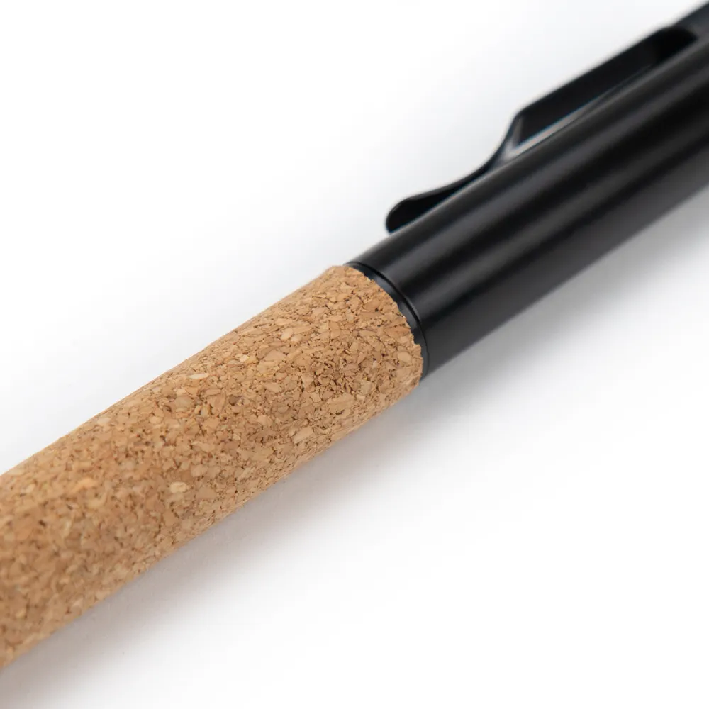 Eco-friendly Metal Pens Black with Cork Barrel and Black Ink