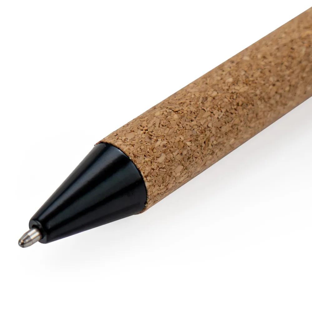 Eco-friendly Metal Pens Black with Cork Barrel and Black Ink