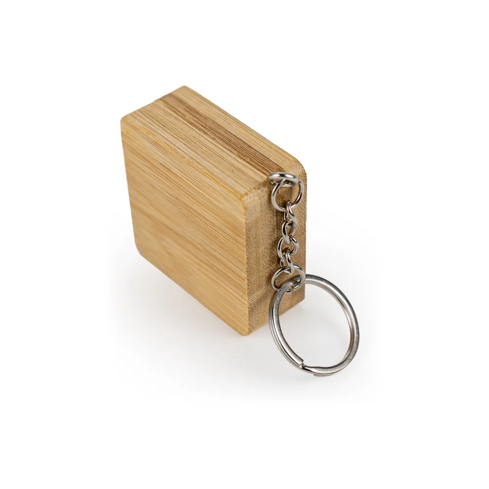 Bamboo Retractable Measuring Tape Keychains