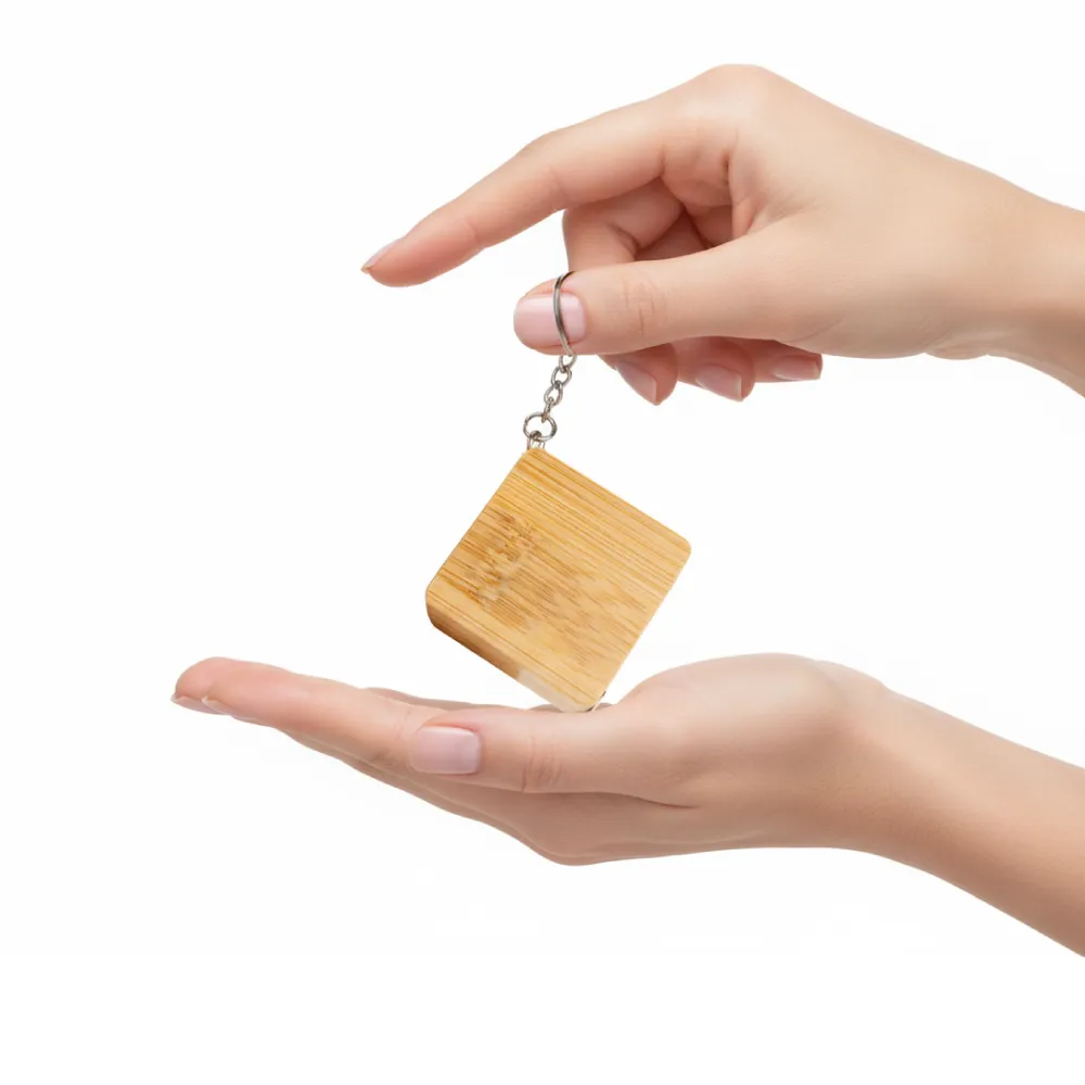 Bamboo Retractable Measuring Tape Keychains