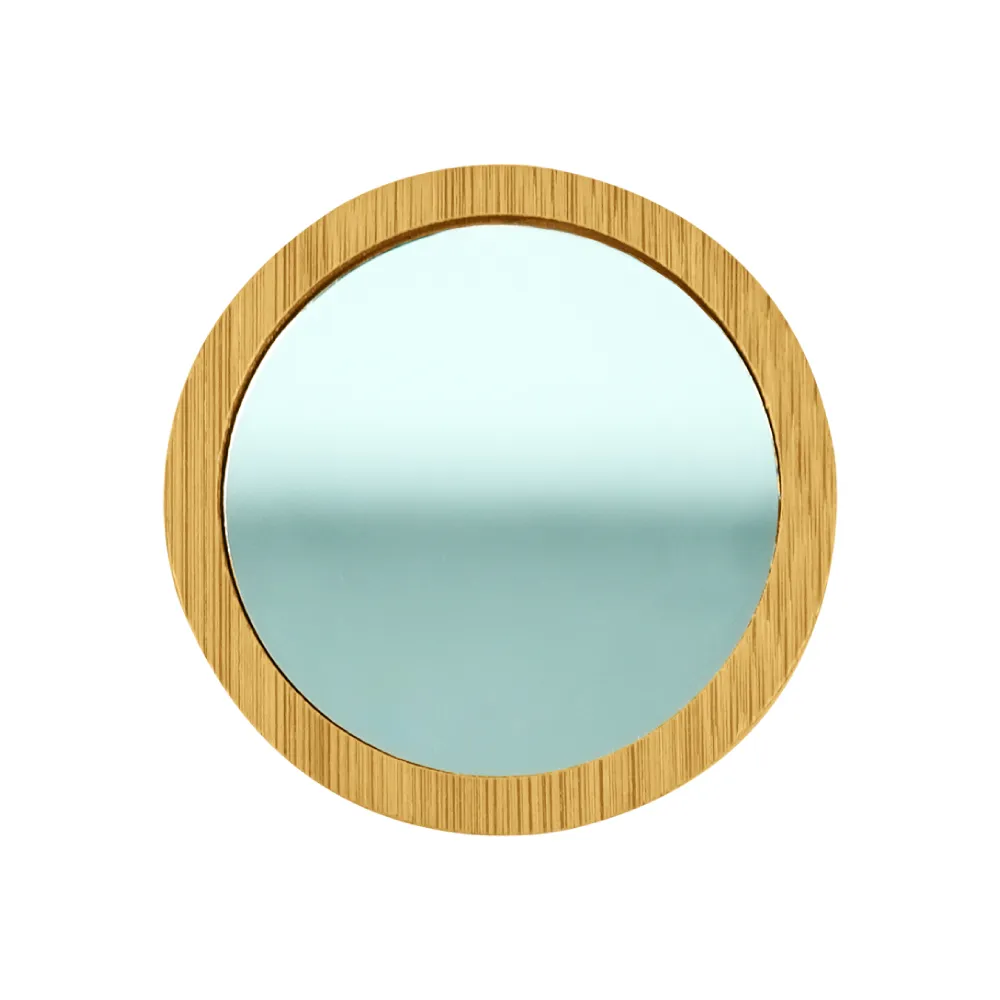 Bamboo Pocket Mirrors in Round-shaped, Lightweight & Portable