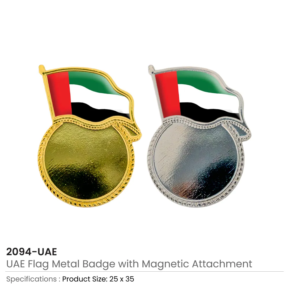 UAE Flag Design Badges in Metal with Attachment