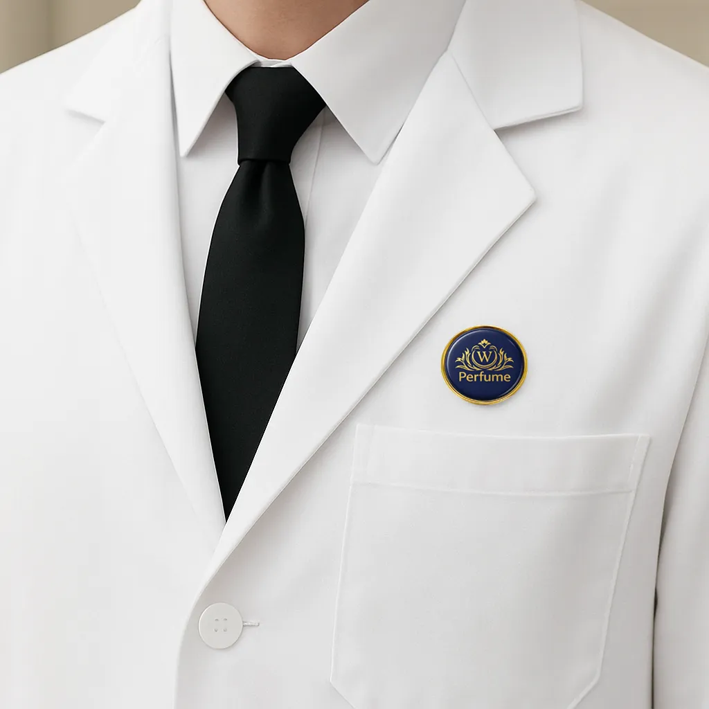 Gold Round Metal Badges with Magnet Attachment