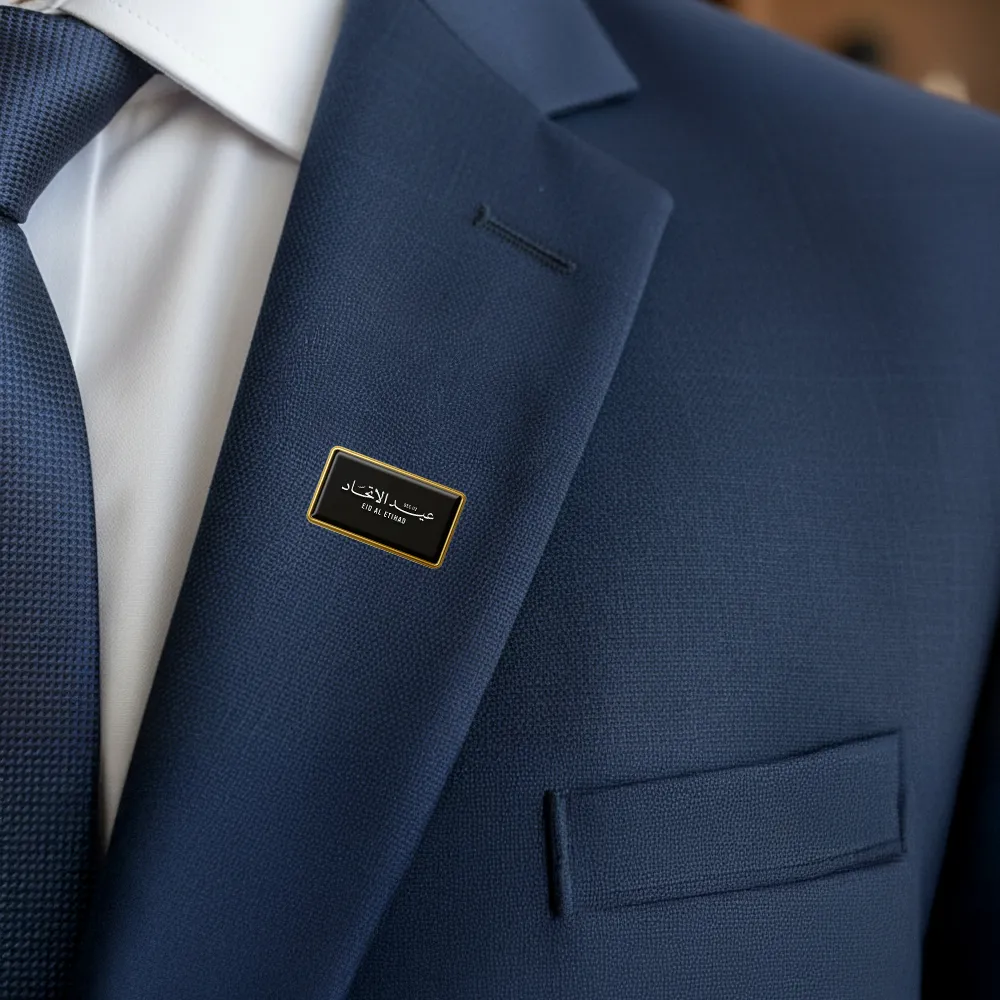 Rectangular Flat Metal Badges with Magnet Attachment