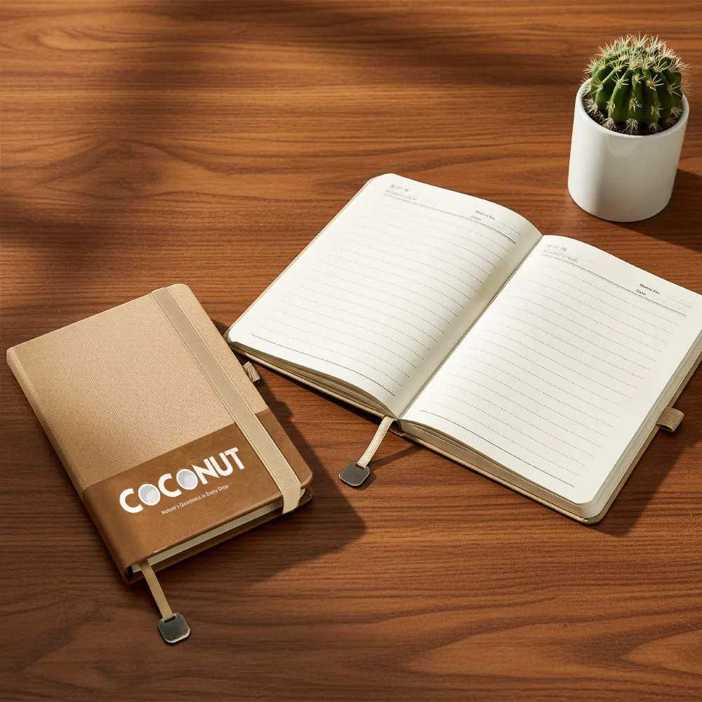 Hard Cover PU Notebooks in A5 Size with Metal Plate Bookmark