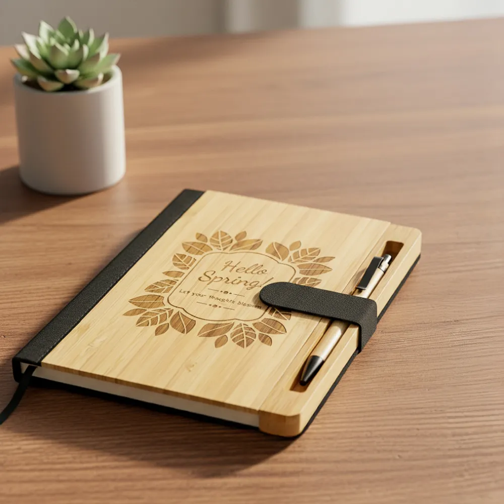 Bamboo and rPET Notebooks with Pen, A5, Bookmark & Magnetic Clasp