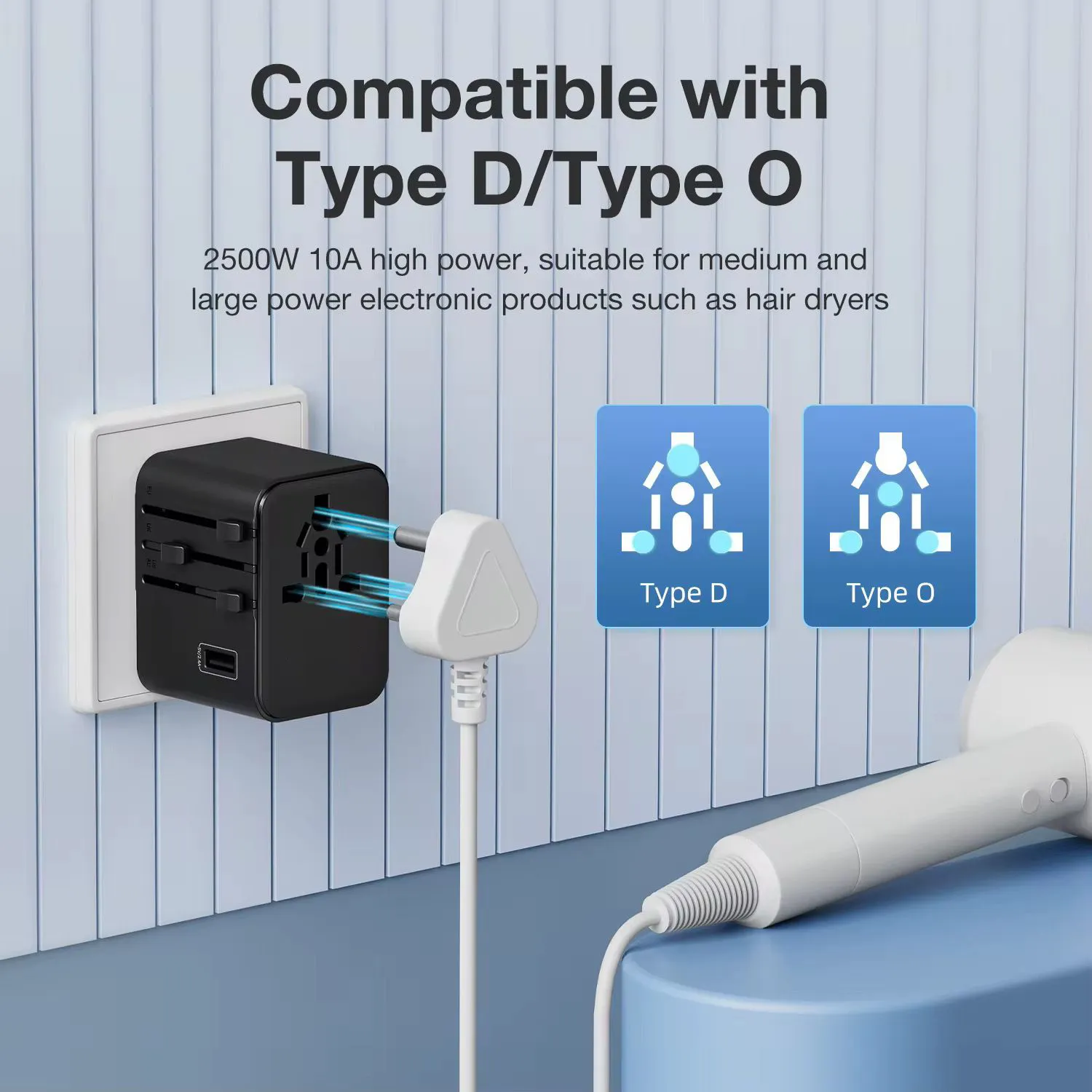 Universal Travel Adaptors, 17W, 2Type C+2USB+AC Port