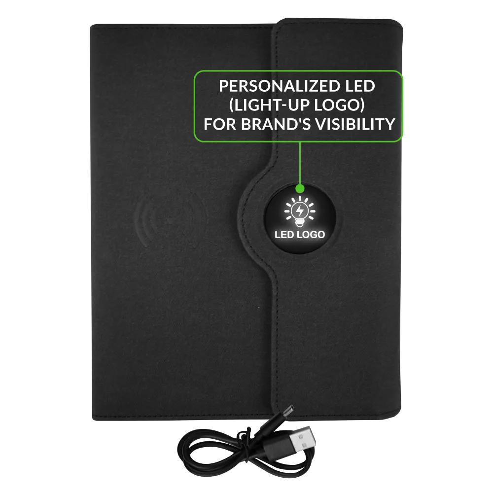 Powerbank Portfolio Notebook, 8000 mAh, with 15W Wireless Charging
